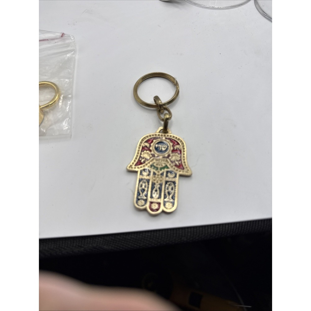 Jewish Chai Living Good Luck Multicolor Hamsa Hand - Small Key Chain